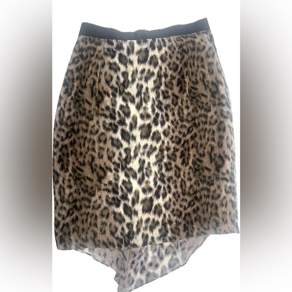 Joie Ornica Leopard Print Ruched Asymmetrical Hem Handkerchief Skirt 4 - Picture 3 of 9